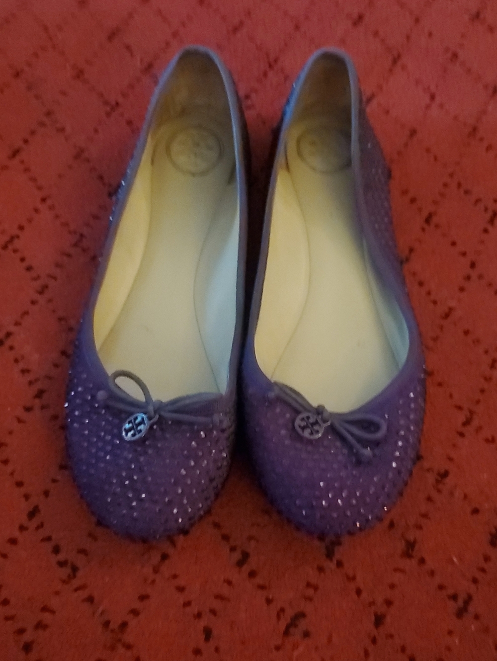 Tory Burch Purple Crystal-Embellished Ballet Flats